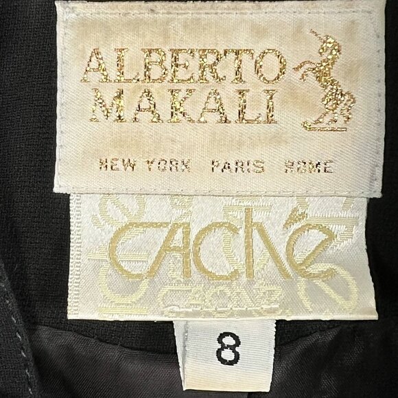 Alberto Makali Caché 8 / M Black Evening Blazer Silver Sunburst Star Embroidery - Picture 11 of 13